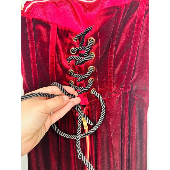 Bronx & Banco Red Velvet Florentina Corset Lace Up Back Gown Size Extra Small - Picture 13 of 16